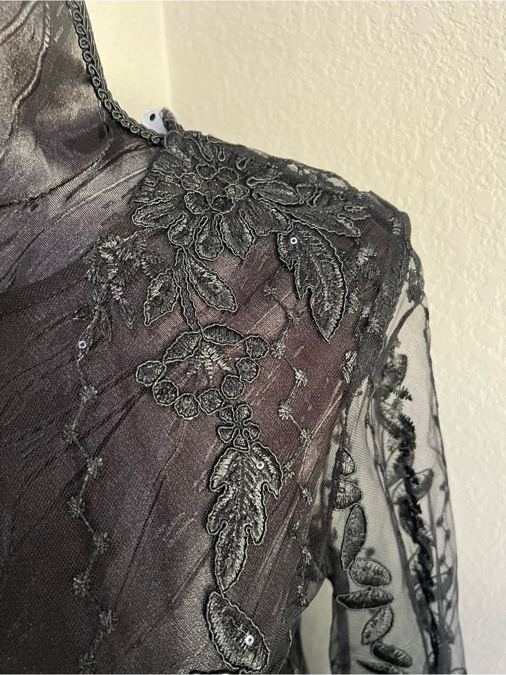 Zara Embroidered Semi-Sheer Tulle Dress Gothic Black Sz Xs NWT - Picture 13 of 14
